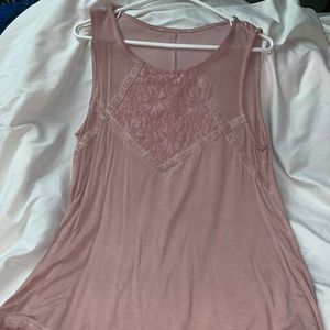 Pink tank with lace